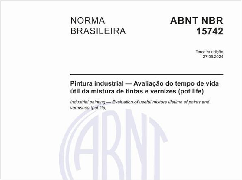 Pintura industrial — Avaliação do tempo de vida útil da mistura de tintas e vernizes (pot life)