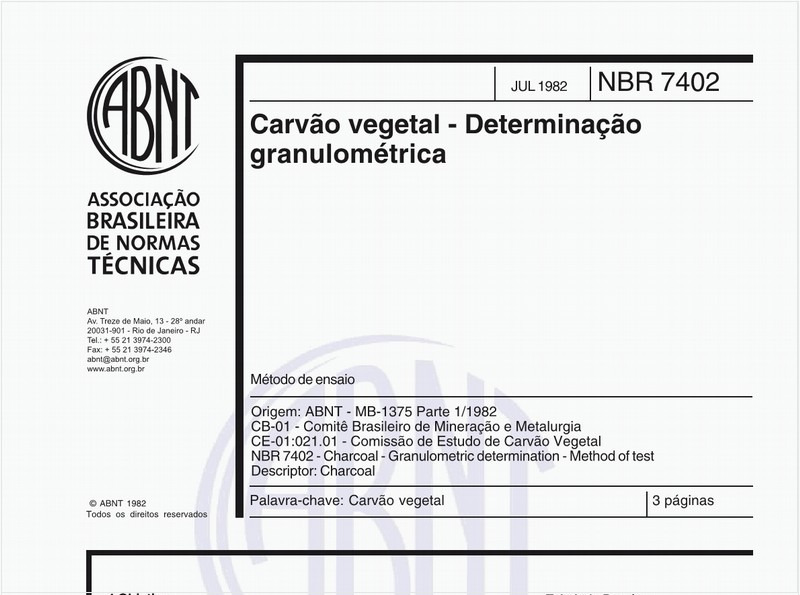 Carvão vegetal - Determinação granulométrica