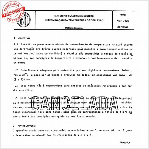 Materiais plásticos e ebonite - Determinação da temperatura de deflexão