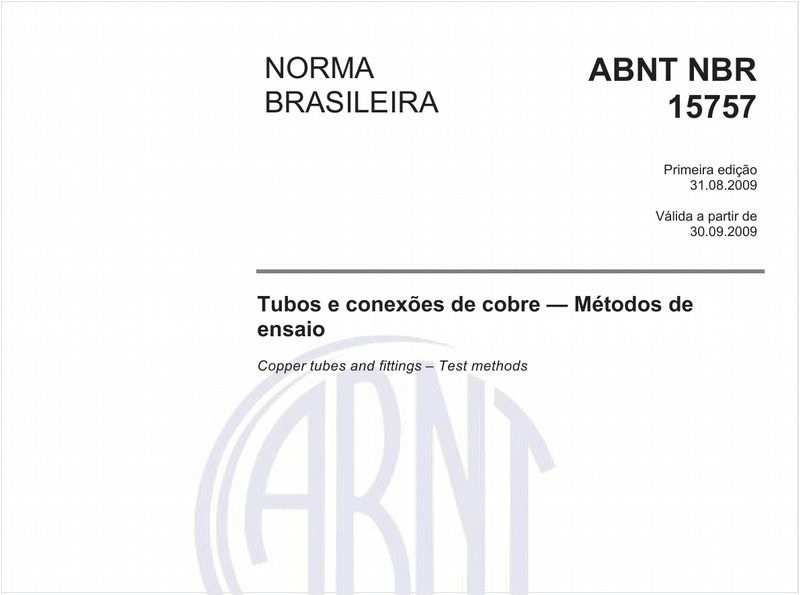 Tubos e conexões de cobre — Métodos de ensaio