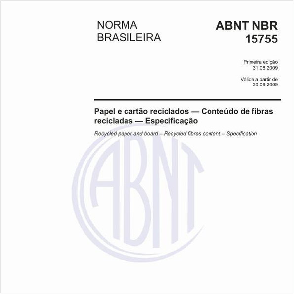 Papel e cartão reciclados - Conteúdo de fibras recicladas - Especificação