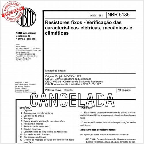 Resistores fixos - Verificação das características elétricas, mecânicas e climáticas