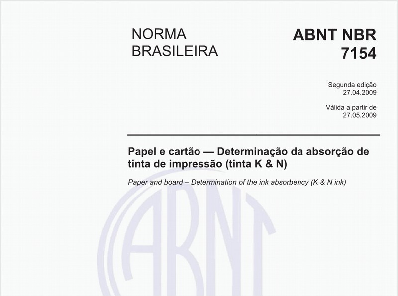 Papel e cartão - Determinação da absorção de tinta de impressão (tinta K & N)