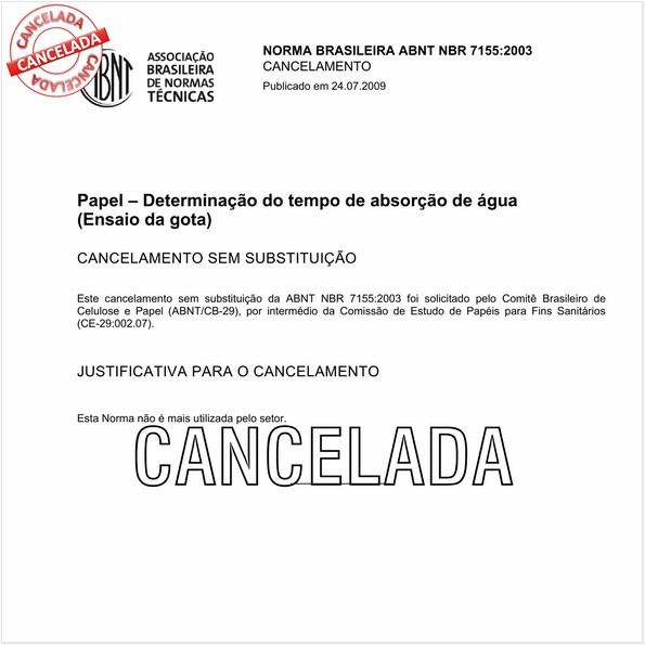 Papel - Determinação do tempo de absorção de água (Ensaio da gota)