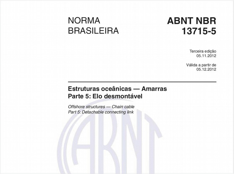 Estruturas oceânicas — Amarras - Parte 5: Elo desmontável