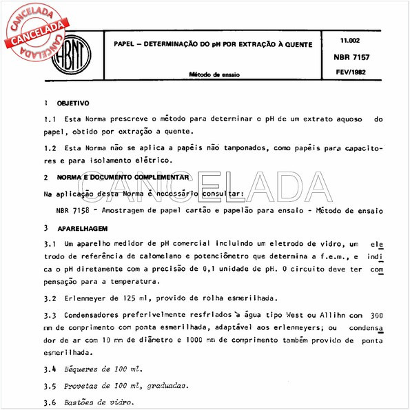 Papel - Determinação do pH por extração a quente