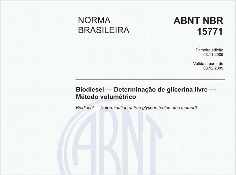 Biodiesel — Determinação de glicerina livre — Método volumétrico