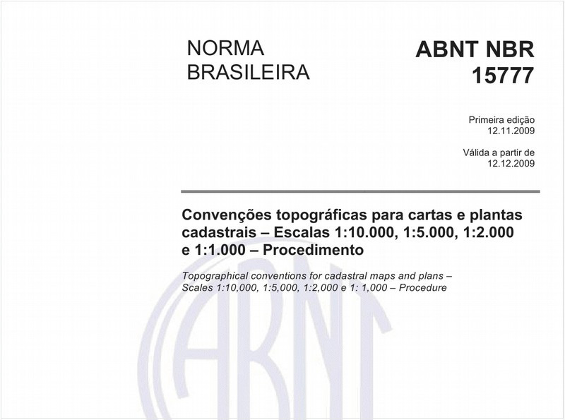 Convenções topográficas para cartas e plantas cadastrais - Escalas 1:10.000, 1:5.000, 1:2.000 e 1:1.000 - Procedimento