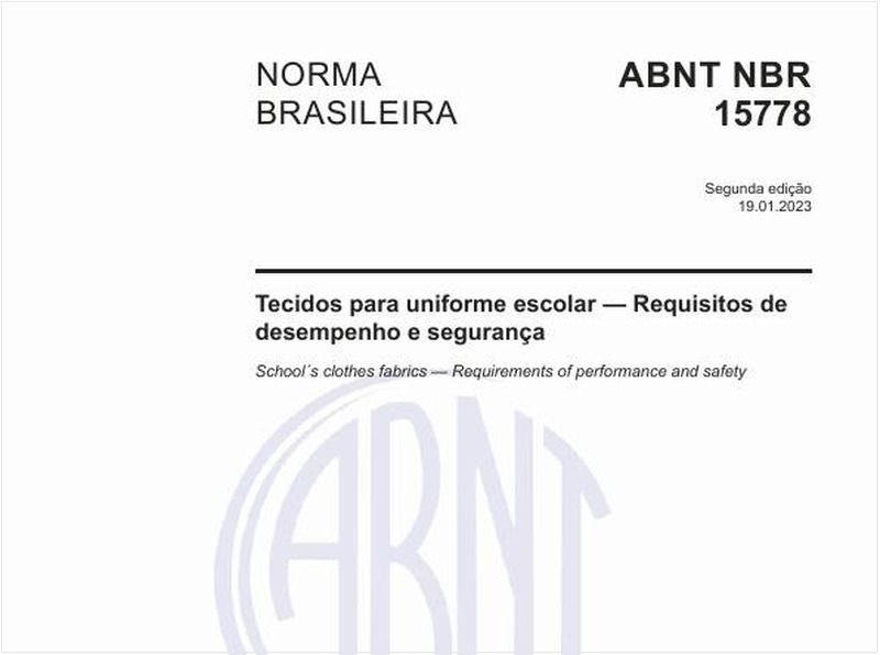 Tecidos para uniforme escolar — Requisitos de desempenho e segurança