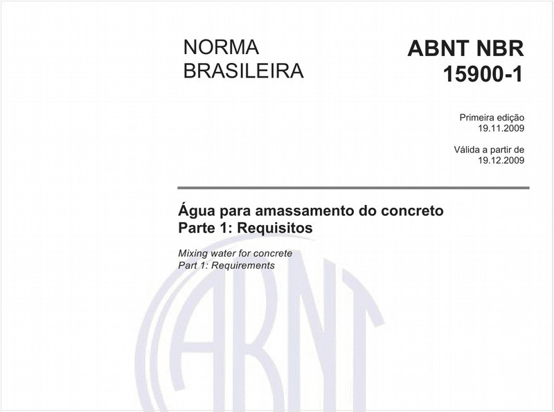 Água para amassamento do concreto - Parte 1: Requisitos