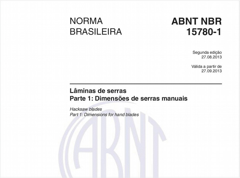 Lâminas de serras - Parte 1: Dimensões de serras manuais