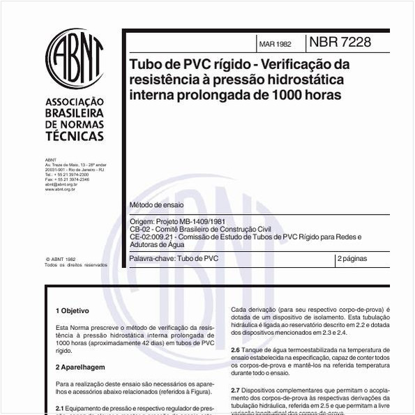 Tubo de PVC rígido - Verificação da resistência à pressão hidrostática interna prolongada de 1000 horas
