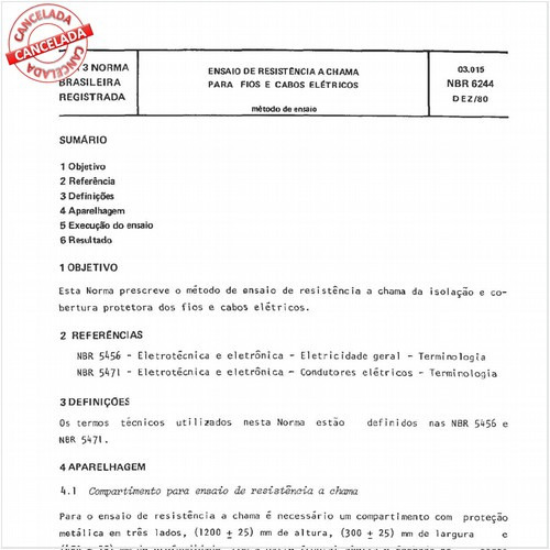 Ensaio de resistência à chama para fios e cabos elétricos