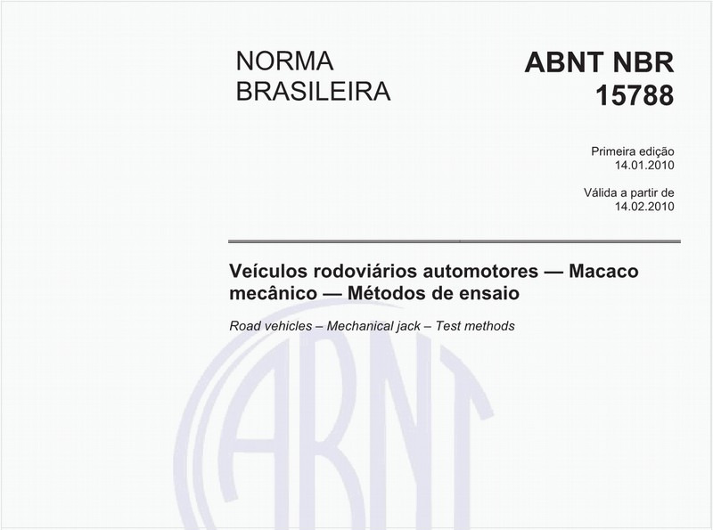 Veículos rodoviários automotores — Macaco mecânico — Métodos de ensaio