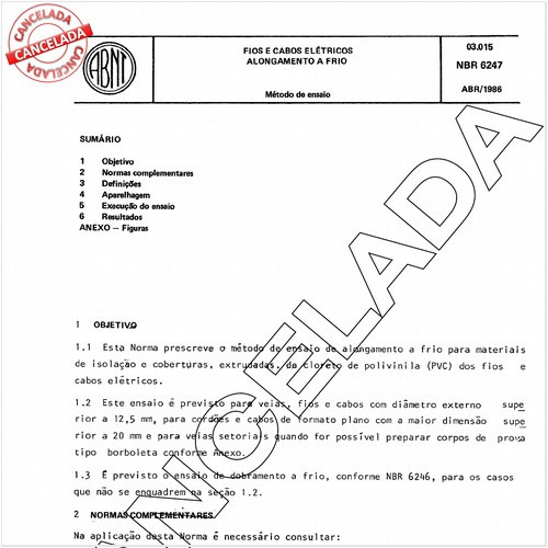 Fios e cabos elétricos - Alongamento a frio