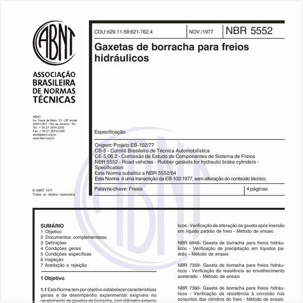 Gaxetas de borracha para freios hidráulicos