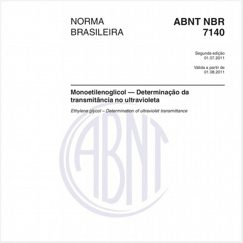 Monoetilenoglicol — Determinação da transmitância no ultravioleta