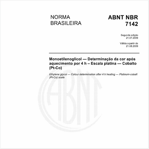 Monoetilenoglicol - Determinação da cor após aquecimento por 4 h - Escala platina - Cobalto (Pt-Co)