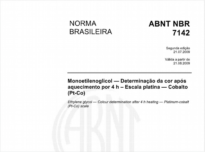 Monoetilenoglicol - Determinação da cor após aquecimento por 4 h - Escala platina - Cobalto (Pt-Co)