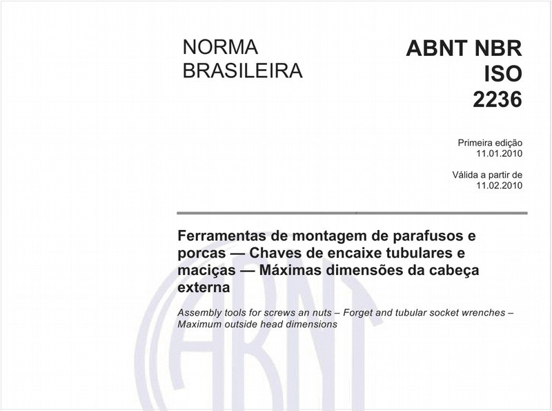 Ferramentas de montagem de parafusos e porcas — Chaves de encaixe tubulares e maciças — Máximas dimensões da cabeça externa