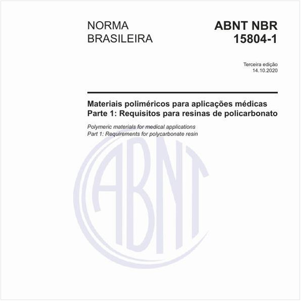 Materiais poliméricos para aplicações médicas - Parte 1: Requisitos para resinas de policarbonato