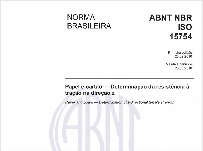 Papel e cartão - Determinação da resistência à tração na direção-z