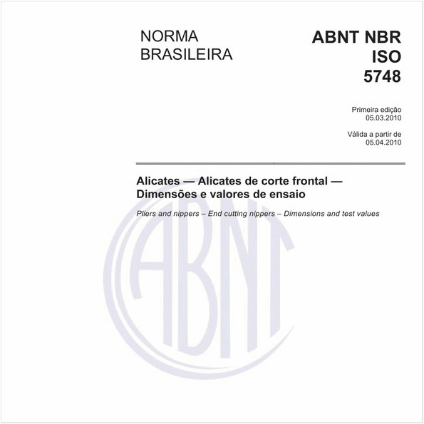 Alicates — Alicates de corte frontal — Dimensões e valores de ensaio
