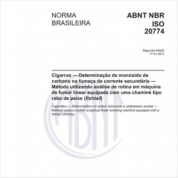 Cigarros — Determinação de monóxido de carbono na fumaça da corrente secundária — Método utilizando análise de rotina em máquina de fumar linear equipada com uma chaminé tipo rabo de peixe (fishtail)