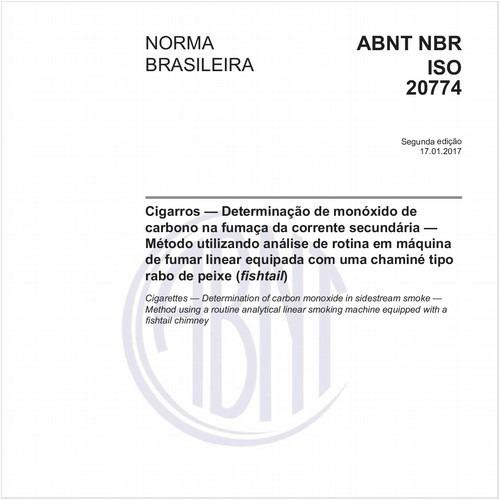 Cigarros — Determinação de monóxido de carbono na fumaça da corrente secundária — Método utilizando análise de rotina em máquina de fumar linear equipada com uma chaminé tipo rabo de peixe (fishtail)
