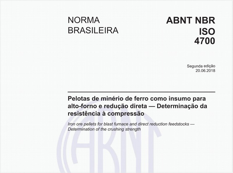Pelotas de minério de ferro como insumo para alto-forno e redução direta - Determinação da resistência à compressão