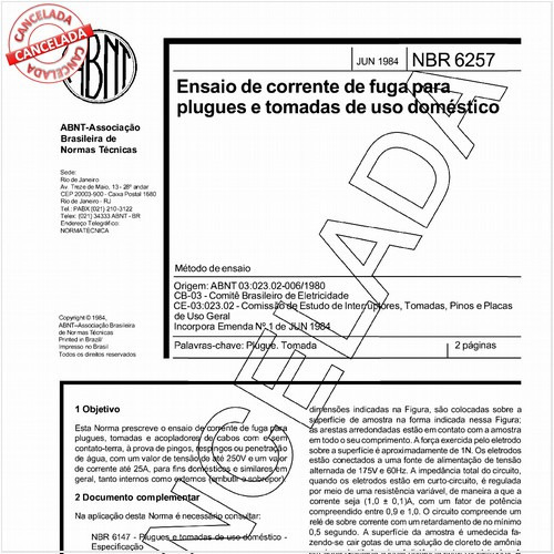 Ensaio de corrente de fuga para plugues e tomadas de uso doméstico
