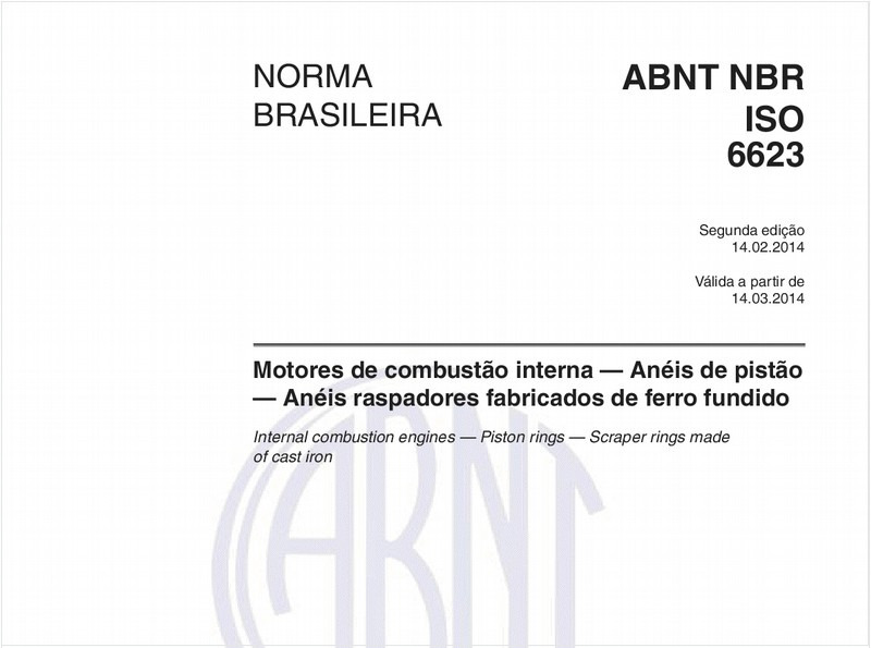 Motores de combustão interna — Anéis de pistão — Anéis raspadores fabricados de ferro fundido