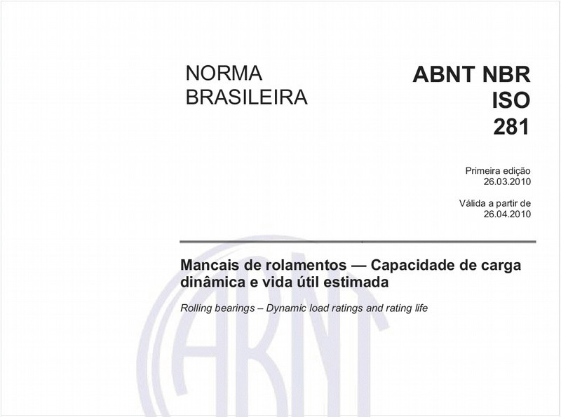 Mancais de rolamentos — Capacidade de carga dinâmica e vida útil estimada