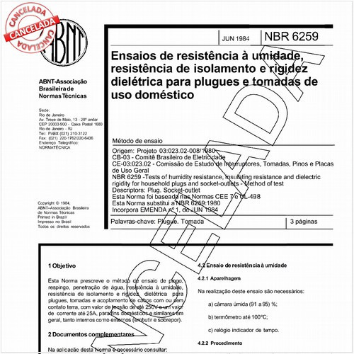 Ensaios de resistência à umidade, resistência de isolamento e rigidez dielétrica para plugues e tomadas de uso doméstico 