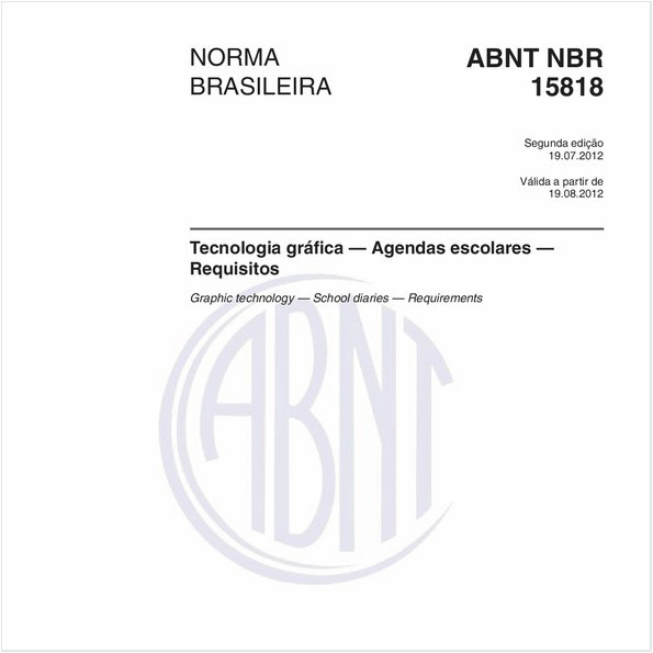 Tecnologia gráfica — Agendas escolares — Requisitos