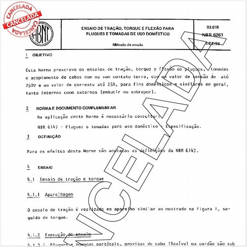 Ensaio de tração, torque e flexão para plugues e tomadas de uso doméstico 