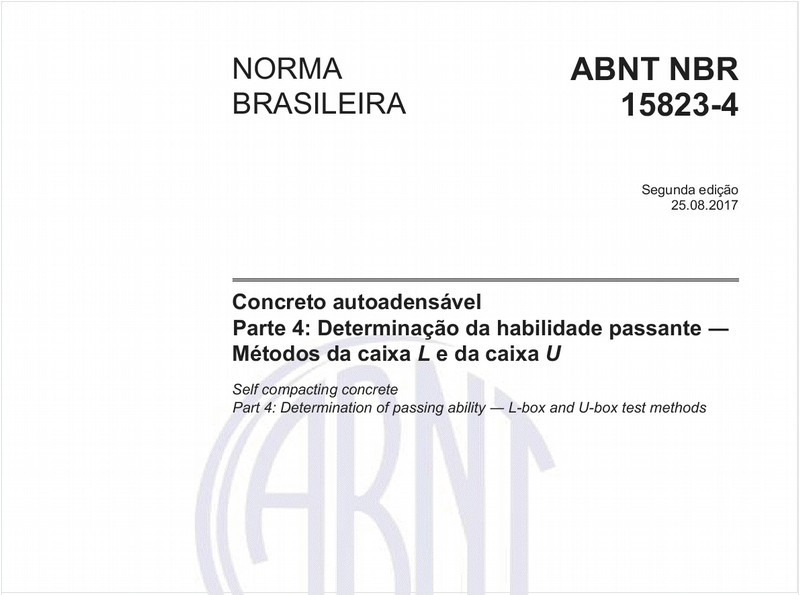 Concreto autoadensável - Parte 4: Determinação da habilidade passante - Métodos da caixa L e da caixa U