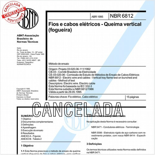 Fios e cabos elétricos - Queima vertical (fogueira)