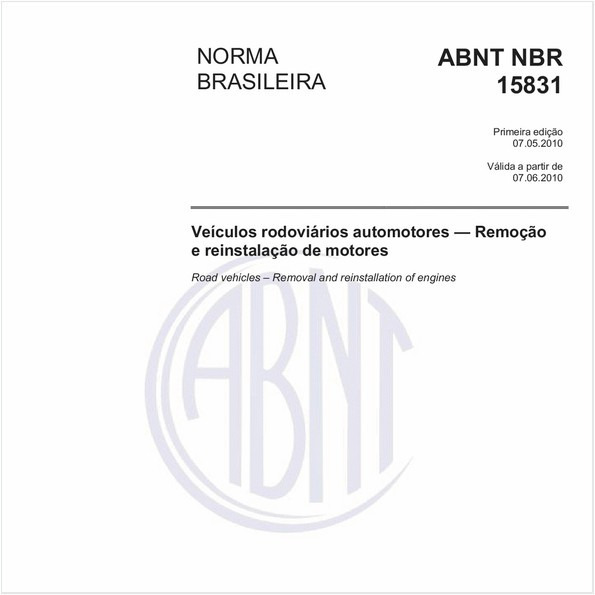 Veículos rodoviários automotores — Remoção e reinstalação de motores