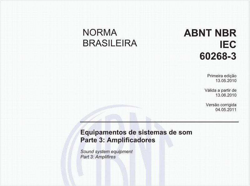 Equipamentos de sistemas de som - Parte 3: Amplificadores