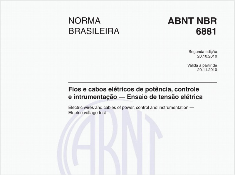 Fios e cabos elétricos de potência, controle e intrumentação — Ensaio de tensão elétrica