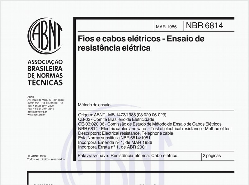 Fios e cabos elétricos - Ensaio de resistência elétrica