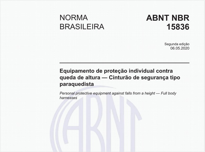 Equipamento de proteção individual contra queda de altura — Cinturão de segurança tipo paraquedista