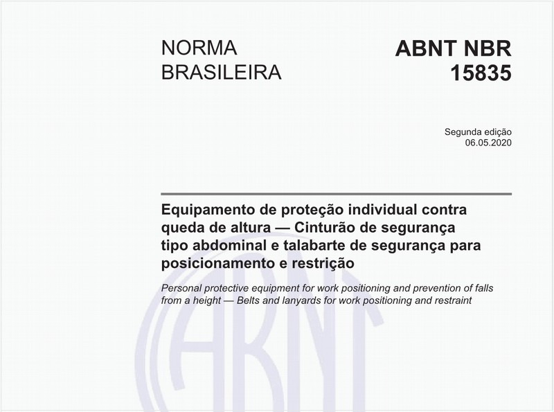 Equipamento de proteção individual contra queda de altura — Cinturão de segurança tipo abdominal e talabarte de segurança para posicionamento e restrição