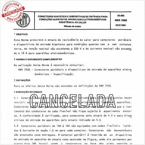 Conectores portáteis e dispositivos de entrada para condições quentes de aparelhos eletrodomésticos - Resistência ao calor