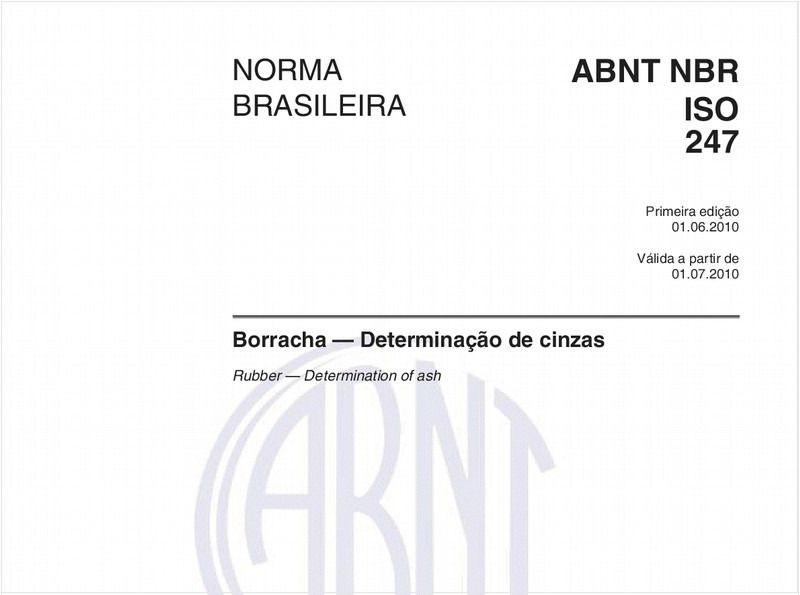 Borracha - Determinação de cinzas