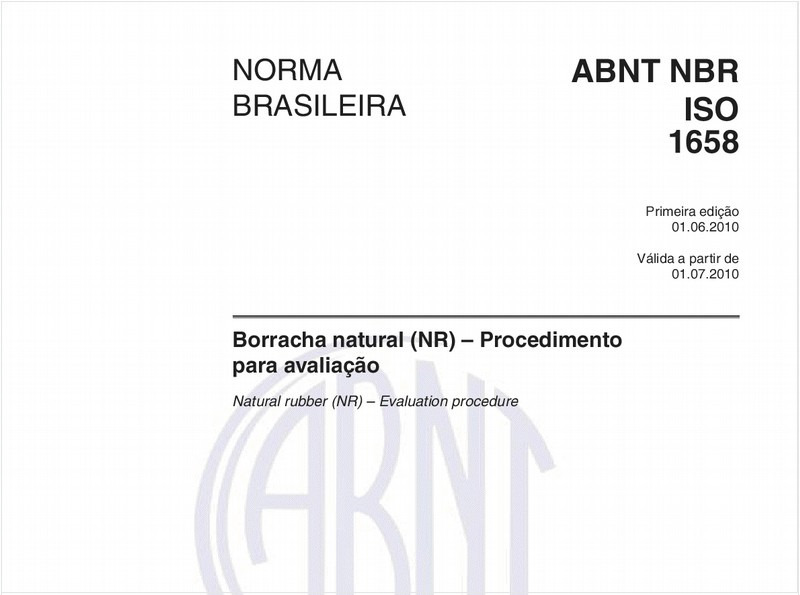 Borracha natural (NR) - Procedimento para avaliação