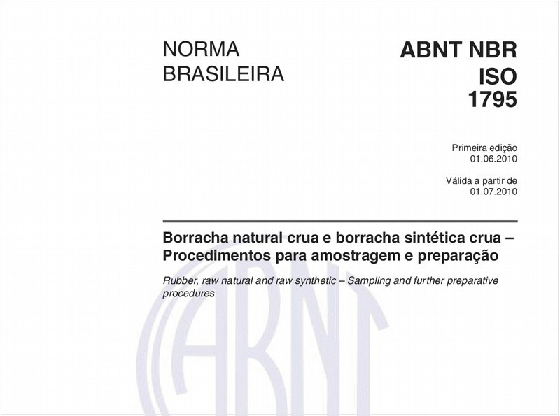 Borracha natural crua e borracha sintética crua – Procedimentos para amostragem e preparação