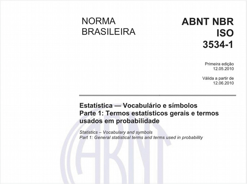 Estatística - Vocabulário e símbolos - Parte 1: Termos estatísticos gerais e termos usados em probabilidade