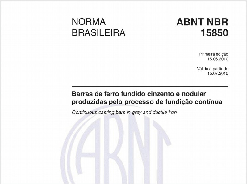 Barras de ferro fundido cinzento e nodular produzidas pelo processo de fundição contínua